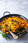 Veganer Shepherds Pie mit Sojagranulat und Süßkartoffeln