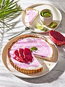 Coconut tart with dragon fruit