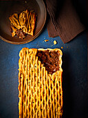 Venison pie with port wine and thyme