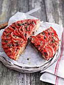 Tomato tart made from bread dough