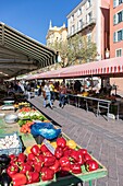 France,Alpes Maritimes,Nice,listed as World Heritage by UNESCO,Old Nice district,Cours Saleya market,vegetable stall