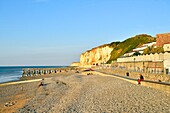 Frankreich,Normandie,Seine Maritime,Pays de Caux,Cote d'Albatre,Veules les Roses,Die schönsten Dörfer Frankreichs,der Strand und die Klippen
