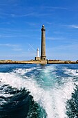 Frankreich,Finistere,Plouguernau,die Jungfraueninsel im Archipel von Lilia,der Leuchtturm der Jungfraueninsel,der höchste Leuchtturm Europas mit einer Höhe von 82,5 Metern