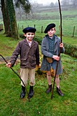 France,Eure,Sainte Colombe prés Vernon,Allied Reconstitution Group (US World War 2 and french Maquis historical reconstruction Association),children dressed as in the 1940s