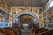 France,Savoie,Haute Maurienne,Val Cenis,the interior of the chapel Saint Sebastian in Lanslevillard and its classy frescoes of the 15th century