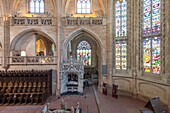 France,Ain,Bourg en Bresse,Royal Monastery of Brou restored in 2018,masterpiece of Flamboyant Gothic,Church of St. Nicholas of Tolentino,in the choir,the tomb of Margaret of Austria