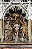 France,Somme,Amiens,Notre-Dame cathedral,jewel of the Gothic art,listed as World Heritage by UNESCO,the southern end of the choir and its high reliefs,Saint John the Baptist life scene,baptism of Christ