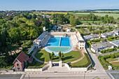France,Pas de Calais,Bruay la Buissiere,Salengro pool in art deco style (aerial view)