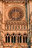 France,Somme,Amiens,Notre-Dame cathedral,jewel of the Gothic art,listed as World Heritage by UNESCO,the western facade,gallery of kings statues above the 3 porches