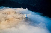 France,Haut Rhin,the Vosges Mountains,the Grand Ballon,the summit,the radar of civil aviation,the monument of the Blue Devils (aerial view)