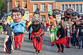 France,Nord,Cassel,spring carnival,head parade and Giant dance,listed as intangible cultural heritage of humanity