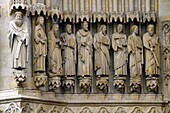 France,Somme,Amiens,Notre-Dame cathedral,jewel of the Gothic art,listed as World Heritage by UNESCO,portal of the western facade