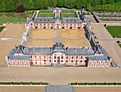 France,Eure,Le Neubourg,castle of the Champ de Bataille,the castle of the XVIIth century renovated by the decorator Jacques Garcia,gardens are certified remarkable Garden (aerial view)