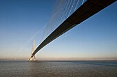 France,between Calvados and Seine Maritime,the Pont de Normandie (Normandy Bridge),the deck is prestressed concrete except for its central part which is metallic