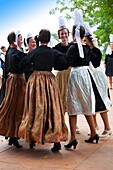 France,Finistere,Embroiderers' Festival of Pont l'Abbé,Dances of the Circle Bagad Kelc'h Keltieg of Combrit