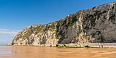 France,Pas de Calais,Opal Coast,Great Site of the two Caps,Escalles,Cap Blanc nez,the beach of Escalles and the cliffs of Cap Blanc Nez