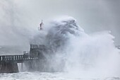 France,Vendee,Les Sables d'Olonne,harbour channel lighthouse in Miguel storm