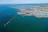 France,Manche,Cotentin,Saint Vaast la Hougue,the town and the port (aerial view)