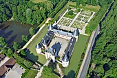 France,Loiret,Chilleurs aux Bois,Castle Chamerolles,Compulsory mention: property of the Loiret department (aerial view) Editorial use only,contact us for any other use