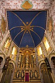 France,Manche,Cotentin,Barfleur,Saint Nicolas Church,altar and decorated ceiling
