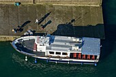 France,Morbihan,Ile-aux-Moines,Aerial view of the port of Ile aux Moines