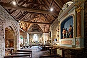 France,Finistere,Chateauneuf du Faou,Moustoir chapel,the altarpiece of the Holy Family