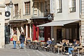France,Meurthe et Moselle,Nancy,terrace of cafes in Saint Epvre square