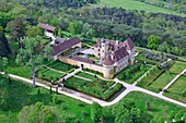 France,Dordogne,Black Perigord,Saint Leon sur Vezere,the castle of Chaban (aerial view)