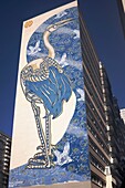 France,Paris,Street Art 13,Paris Tower,Olympiades district,fresco blue heron by the street artist STeW