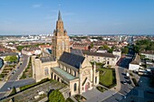 France,Pas-de-Calais,Calais,Church Notre-Dame of Calais of the 15th century (aerial view)