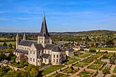 France,Seine-Maritime,Saint Martin de Boscherville,Saint Georges de Boscherville Abbey of the 12th century (aerial view)