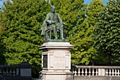 France,Jura,Arbois,the bronze statue of Louis Pasteur sitting near the old collegiate of the sculptor Horace Daillion in 1901