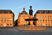 France,Gironde,Bordeaux,area listed as World Heritage by UNESCO,Saint Pierre district,Place de la Bourse (Square of Bourse) and the three graces fountain