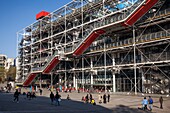 France,Paris,Les Halles district,Pompidou Center or Beaubourg,architects Renzo Piano,Richard Rogers and Gianfranco Franchini
