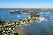 France,Morbihan,Ile-aux-Moines,aerial view of the Gulf of Morbihan and Monk island