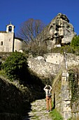 Frankreich,Alpes de Haute Provence,Annot,Entdeckungstour des Gres d Annot,Vers la Ville Kapelle aus dem 12. Jahrhundert,Felsen