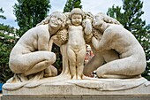 France,Paris,along the GR® Paris 2024 (or GR75),metropolitan long-distance hiking trail created in support of Paris bid for the 2024 Olympic Games,Amérique district,Butte-du-Chapeau-Rouge Park,Bacchus Childhood statue by Pierre Traverse (1938)