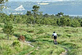 France,Finistere,Dineault,Mountain bike on the paths of Menez Hom