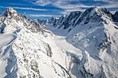 Frankreich,Haute Savoie,Chamonix,Glacier de Argentiere (Luftaufnahme)