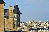 France,Manche,Cotentin,Granville,the Upper Town built on a rocky headland on the far eastern point of the Mont Saint Michel Bay,in the background Saint Paul church