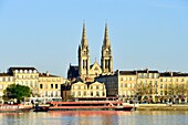 France,Gironde,Bordeaux,area listed as World Heritage by UNESCO,Quai des Chartrons and St Louis des Chartrons church in the background