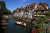 France,Haut Rhin,Colmar,Little Venice in Colmar,view of the Lauch (river) from the bridge of the rue des Ecoles