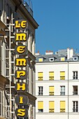 France,Paris,neon sign of Le Memphis,club and disco located Impasse Bonne-Nouvelle
