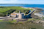 Frankreich,Manche,Saint Vaast la Hougue,la Hougue,sein Fort Vauban, das von der UNESCO zum Weltkulturerbe erklärt wurde (Luftaufnahme)