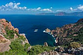 France,Corse du Sud,Gulf of Porto,listed as World Heritage by UNESCO,Capo Rosso and the Scandola reserve in the background