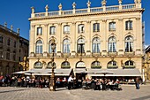 France,Meurthe and Moselle,Nancy,place Stanislas (former Place Royale) built by Stanislas Leszczynski,king of Poland and last duke of Lorraine in the eighteenth century,classified World Heritage of UNESCO,terrace of the hotel cafe Le Grand Hôtel