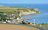 France,Seine Maritime,Etretat,Cote d'albatre,Etretat (aerial view)