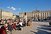 France,Meurthe and Moselle,Nancy,place Stanislas (former Place Royale) built by Stanislas Leszczynski,king of Poland and last duke of Lorraine in the eighteenth century,classified World Heritage of UNESCO,statue of Stanislas in front of the town hall