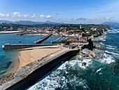 France,Pyrenees Atlantiques,Basque country,Ciboure,Ciboure and Fort Socoa (aerial view)