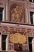 France,Haut Rhin,Mulhouse,Place de la Reunion,Detail of the facade of the Town Hall